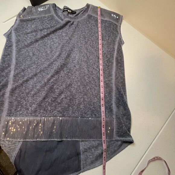 Clothes head blue sequined sleeveless shirt oversized small - Picture 6 of 6